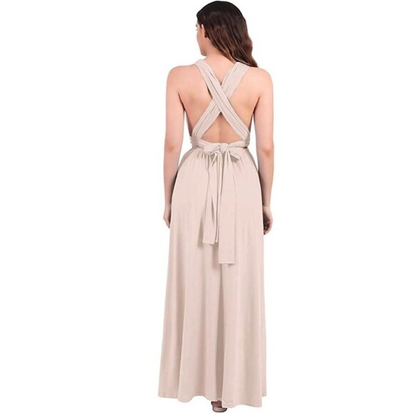 Multiway Transformer Wrap Dress Bridesmaid Elastic Waist Convertible Maxi Gown S - Picture 3 of 8